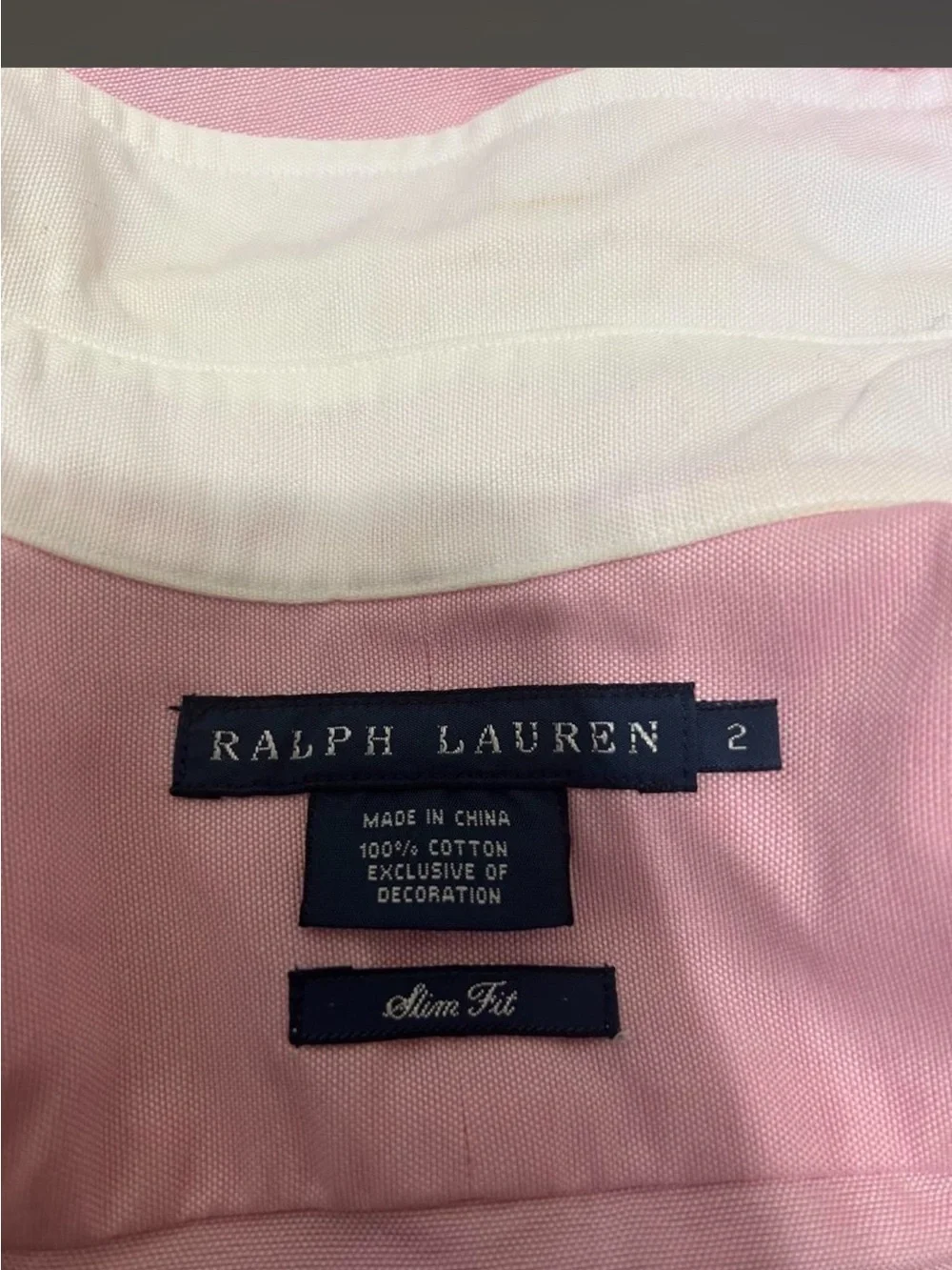 Ralph Lauren Pink Collared Button-Up Shirt with White Trim - Picture 2 of 3
